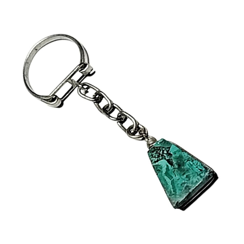 Green Stone Keyholder | Silver Tone Chain | Natural Stone Look
